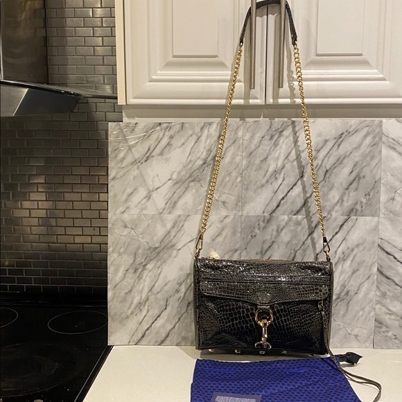 Elegant Rebecca Minkoff Black Crocodile Pattern Women's Bag - Picture 4 of 14